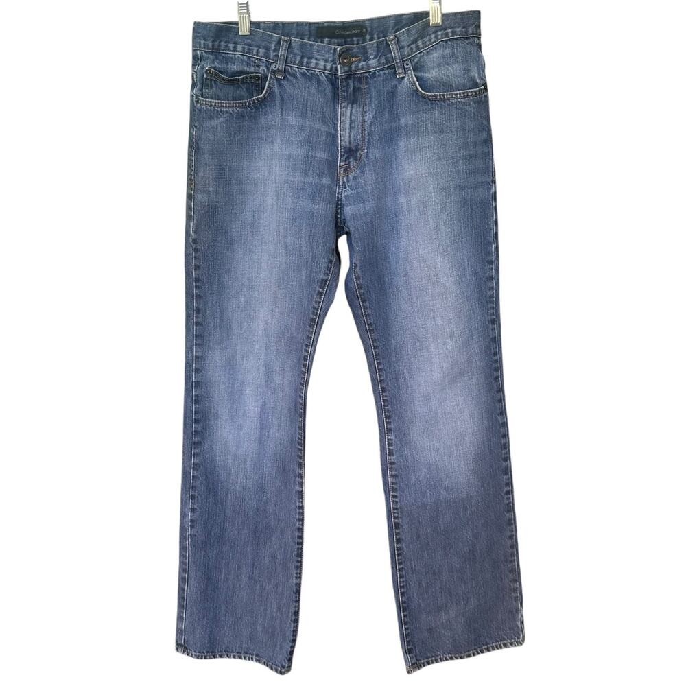 Calvin Klein Mens Bootcut Jeans, Dark Wash Denim Pants Classic Blue 36x32